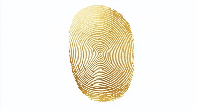 Gold Fingerprint Pattern, Isolated On White Background, Perfect For Security-Themed Designs And Identity Graphics . Generative ai