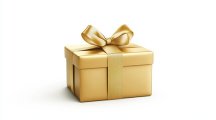 Obraz premium Gold Gift Box , Isolated On White Background, Perfect For Holiday-Themed Designs And Special Occasion Promotions . Generative ai
