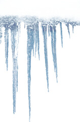 Long icicles on isolated background for overlaying on a light background.