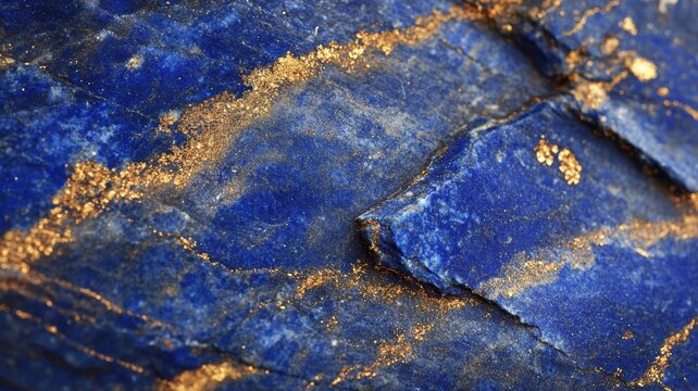 Lapis lazuli captured in a detailed macro shot, showing its unique blue and gold patterns.
