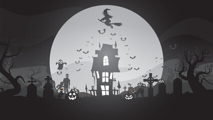 Happy Halloween background, Halloween vector illustration.	