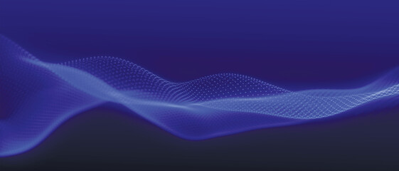 Futuristic particle wave. Abstract technology background. Big data visualization. Plexus effect. 3d Widescreen. Vector illustration.