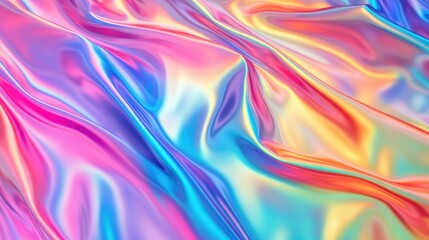 Obraz premium A vibrant, iridescent fabric with flowing textures and colors.