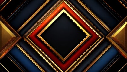 Obraz premium Abstract Pattern of Intersecting Gold, Red, and Blue Frames