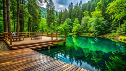 Obraz premium wood outdoor space green water forest scenery