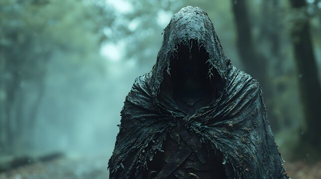 A ghostly monk with a tattered hood