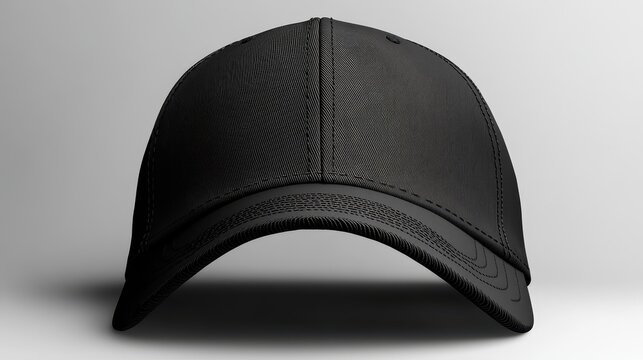 Black hat mockup on a white background with a clea  252 cap, hat, baseball, clothing, helmet, object, head, sport, fashion, blank, uniform, style, template, protection, headwear, vector, cotton, desig