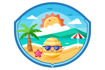 Cool Planet Relaxing on Tropical Beach with Sunglasses and Starfish