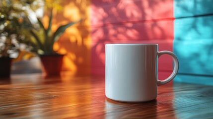 White ceramic cup mockup on a colorful abstract ba  140 cup, coffee, drink, tea, mug, cafe, white, table, breakfast, beverage, hot, espresso, brown, morning, saucer, caffeine, black, isolated, nobody,