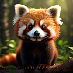 Fototapeta premium A cute red panda in the jungle