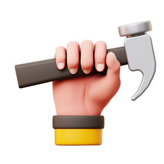 3d hand holding hammer