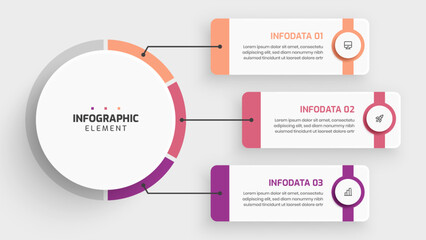 Business Central Circle Infographic Presentation with 3 Rectangle Label Icon for Presentation