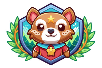 Cute Cartoon Wolf in a Blue and Red Outfit with Stars