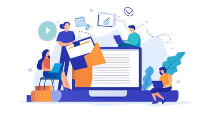 Get your hands on this cool flat vector illustration that shows people learning and getting an education. It's perfect for any school-related projects you may have!