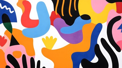 Naklejka premium Multicolored doodle artwork, abstract forms, lively patterns, vibrant design