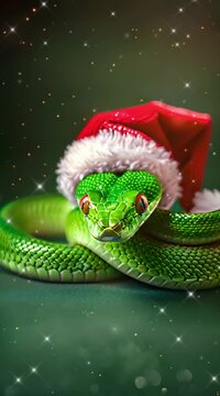 The symbol of the new year is a green snake. a festive poster with a snake.