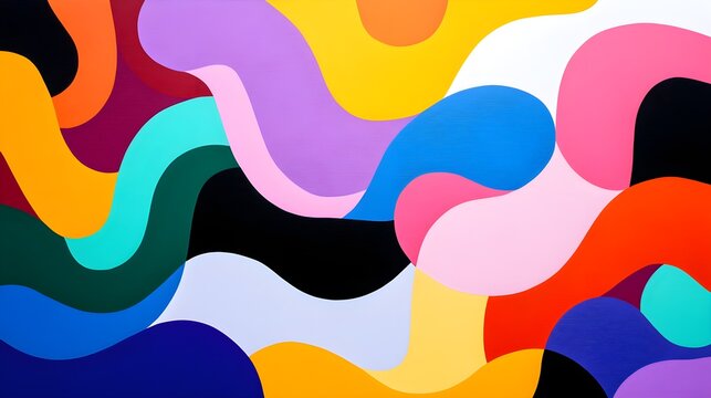 Playful abstract doodles, vivid color palette, freeform shapes, dynamic energy