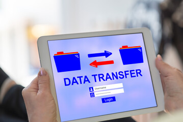 Data transfer concept on a tablet