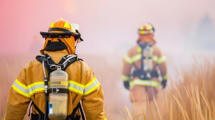 Fototapeta premium Panic during evacuation due to smoke, rescue efforts underway