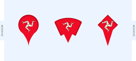 Isle of Man Map Markers Set. Perfect for projects related to Isle of Man, travel, geography, and international representation.