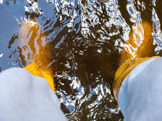 yellow rubber boots in floods symbolic image