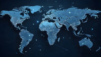 Global Network Connection, World Map Technology, Innovation in Global Business Concept