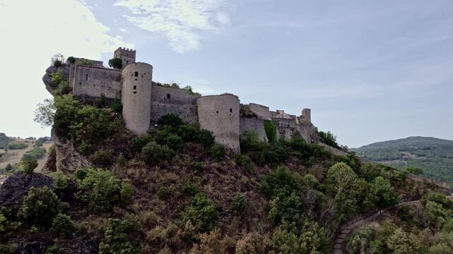 Aerial view of Roccascalegna Castle, Chieti, Abruzzo, Italy