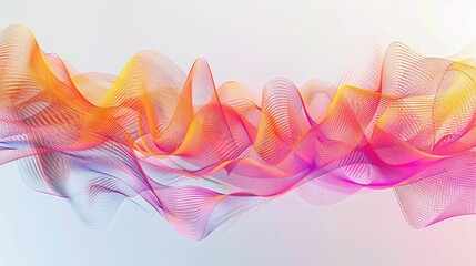 Abstract Wave Swirl Colorful Magical Blured Transparent Ribbon Lines on White Background.