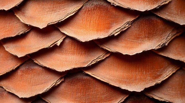 Macro shot of a white pine's bark, showcasing the flaky, scaly layers and reddish-brown color variations, highlighting the tree's rugged surface