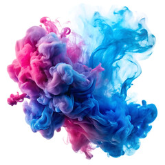 Blue and Pink Colorful Ink Smoke Isolated on White Background Perfect for Creative Design and Artistic Effects