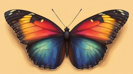 Obraz premium A butterfly colorful cartoon style high resolution 10 butterfly, insect, isolated, white, wing, nature, black, fly, yellow, wings, animal, orange, beauty, macro, moth, swallowtail, bug, beautiful, co