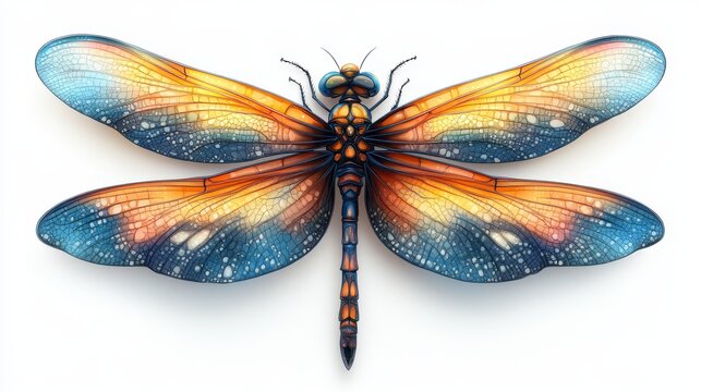 A dragonfly colorful cartoon style high resolution  827