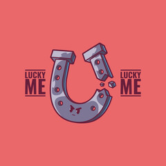 A broken horseshoe character vector illustration. Luck, symbol design concept.