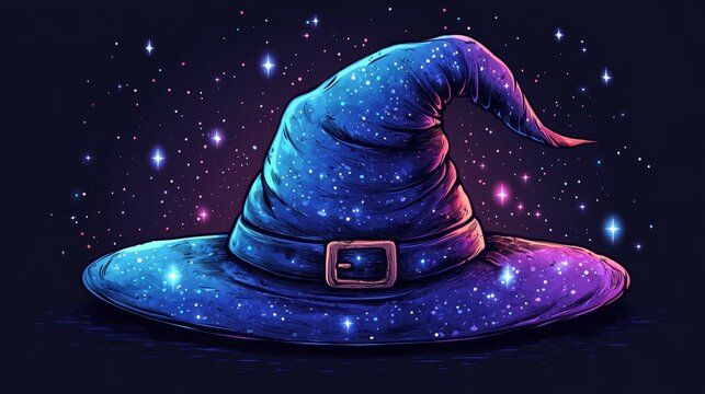 A wizard hat colorful cartoon style high resolutio  704 hat, space, night, moon, christmas, cartoon, star, stars, vector, snow, illustration, child, black, sky, winter, woman, boy, alien, planet, clot