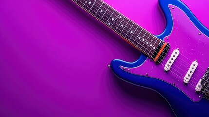 Fototapeta premium Purple Glow Enveloping An Electric Guitar, Setting A Powerful Tone 