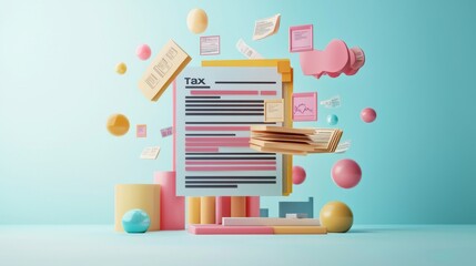 Obraz premium Tax Paperwork 3D.