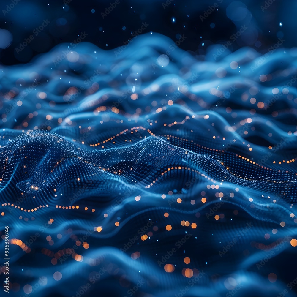 Poster dynamic cloud network with vibrant flowing data streams and intricate futuristic connections