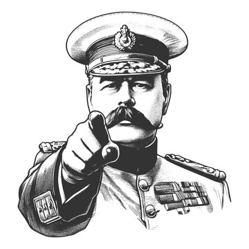 pointing officer monochrome portrait clip art preview
