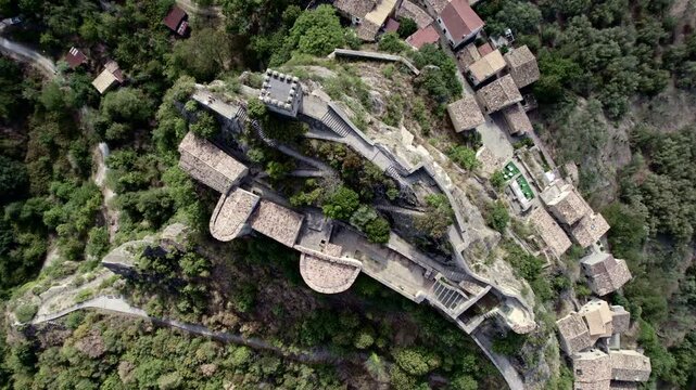 Aerial view of Roccascalegna Castle, Chieti, Abruzzo, Italy