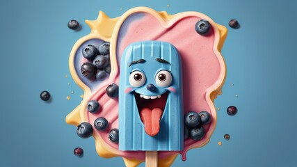 Obraz premium Banner Background of Blueberry Popsicle Day for Advertisement and Social Media