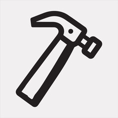 Hammer Icon Vector silhouette illustration icon on a white background