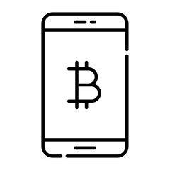 bitcoin smartphone line icon