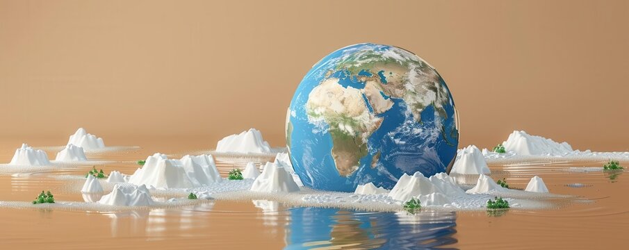 Melting ice caps, Earth heating, boiling effect, climate change