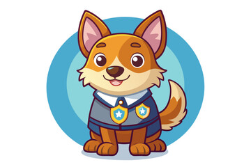 Cartoon Dog Wearing a Police Uniform with a Star Badge