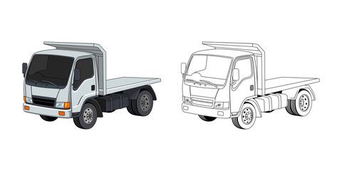 Flatbed Truck Cartoon Design Illustration vector eps format suitable for your design needs logo illustration animation etc