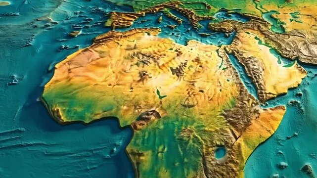 Earth's global map featuring heightened topographic relief. Detailed physical map of the entire earth.