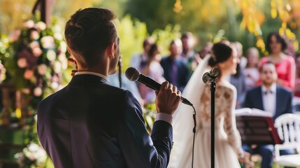 Wedding speeches celebrate the couple's journey.