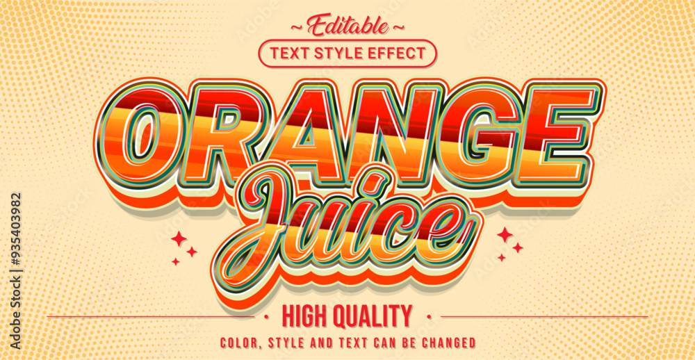 Aufkleber Editable text style effect - Orange Juice text style theme.