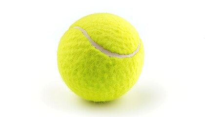 A close up of a tennis ball isolated on white background