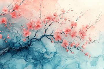 Imagine prompt a high professional quality abstract watercolor background seamless pattern. In light pastel tones featuring soft splashes and subtle alcohol ink effect